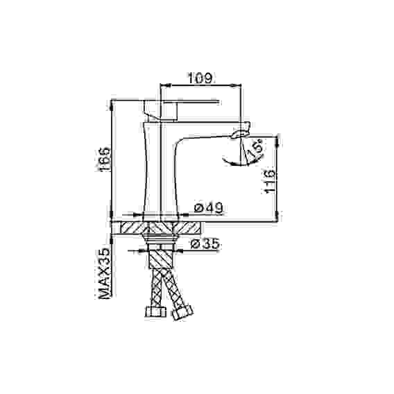 Смеситель для раковины 35к F1048 (литой, п/гайку, САТИН, нерж.сталь) FRAP
