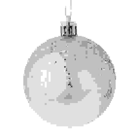 Набор шаров 6 см, 6 шт, серебро, пластик, глиттер, 26-132 СНОУ БУМ