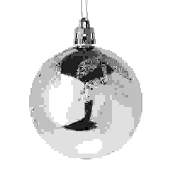 Набор шаров 6 см, 6 шт, серебро, пластик, глиттер, 26-132 СНОУ БУМ