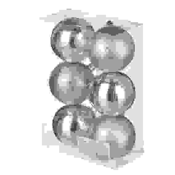 Набор шаров 6 см, 6 шт, серебро, пластик, глиттер, 26-132 СНОУ БУМ