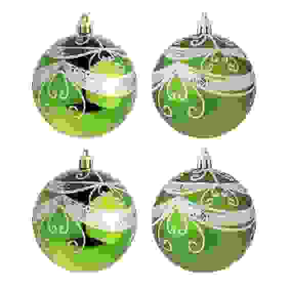 Набор шаров 8 см, 4 шт, пластик, глиттер, 26-158 СНОУ БУМ