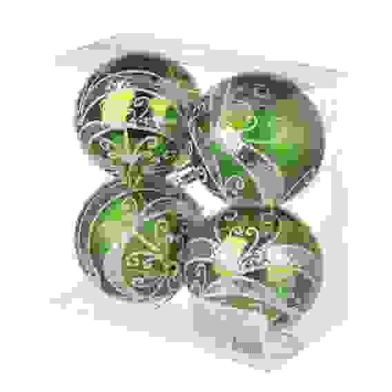 Набор шаров 8 см, 4 шт, пластик, глиттер, 26-158 СНОУ БУМ