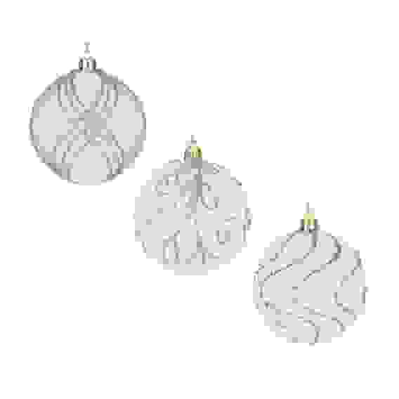 Шар 8 см, флокированный, белый, 3 вида СНОУ БУМ