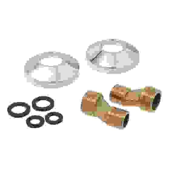 Смеситель для ванны Кварц, круглый излив 40см, керам. кран-буксы 1/2, душ. набор, латунь, хром RAIN