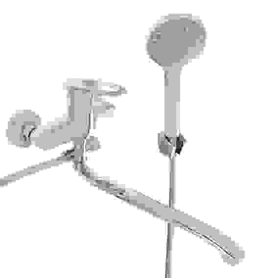 Смеситель для ванны с душем, плоский излив 35см, кер. картридж 40мм, хром, цинк, SK09-I124 СоюзКран