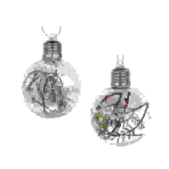 Шар 8 см, прозрачный с декором внутри, LED, 2 вида СНОУ БУМ