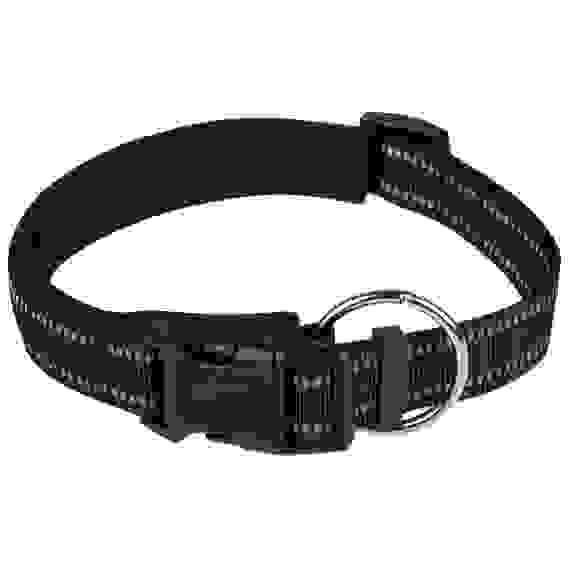 Ошейник для собак регулируемый светоотражающий (размер 33-41 см), цвет - черный