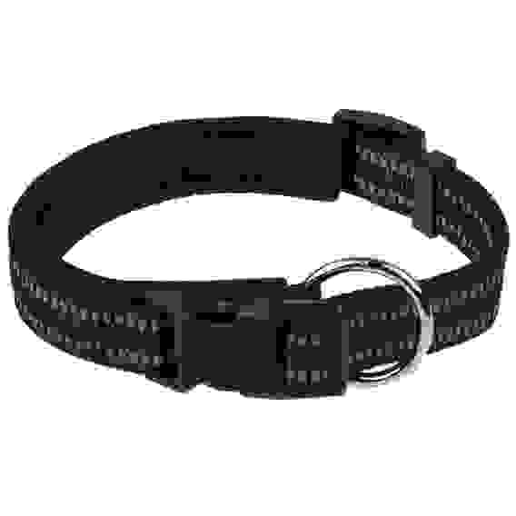 Ошейник для собак регулируемый светоотражающий (размер 38-47 см), цвет - черный