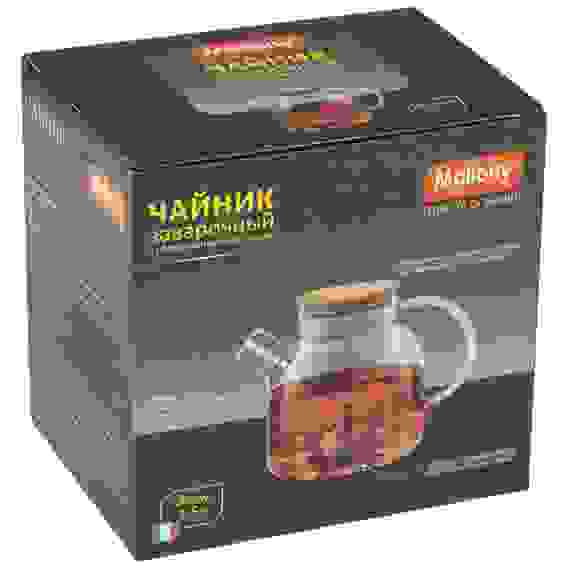 Чайник заварочный Foresta di bambu, объем 1,5 л, из боросиликатного стекла с крышкой из бамбука