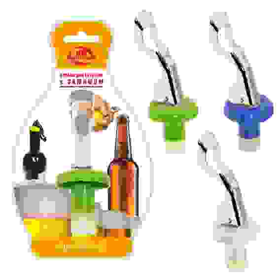 Пробка для бутылок с зажимом 3 цв.* AN13-42