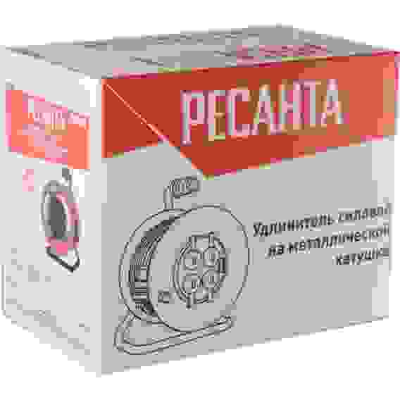 Удлинитель силовой на металлической катушке, СУ-3х2,5КГ-30/3 (с выкл., 4 розетки, IP44) Ресанта