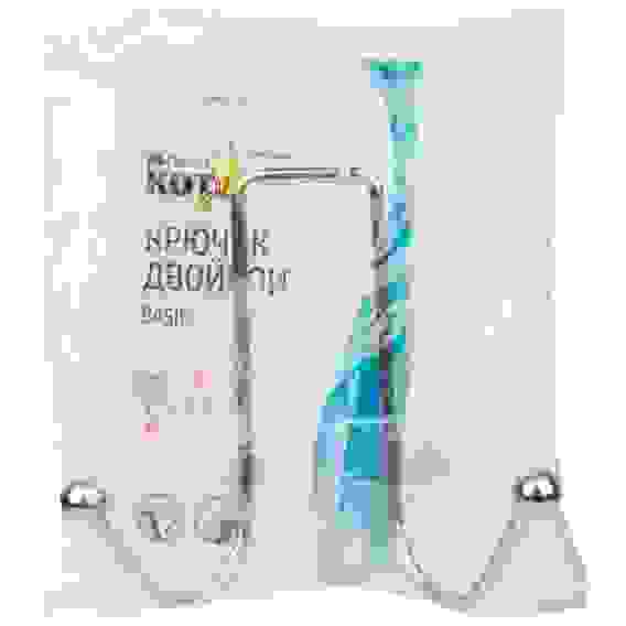 Крючок двойной BASIC (крепление: самоклеящаяся основа), хром