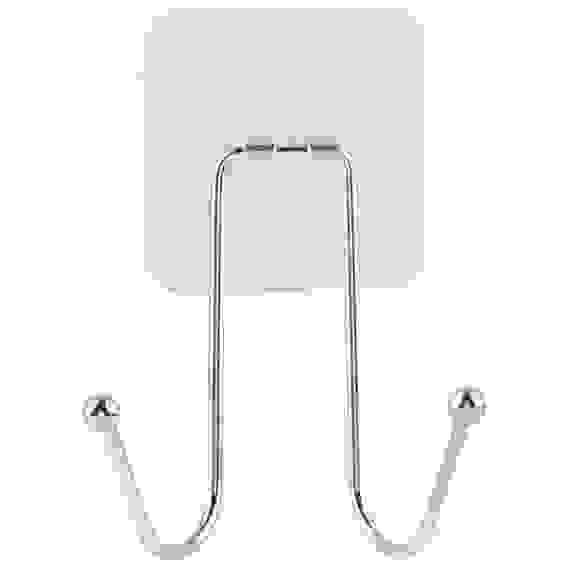 Крючок двойной BASIC (крепление: самоклеящаяся основа), хром