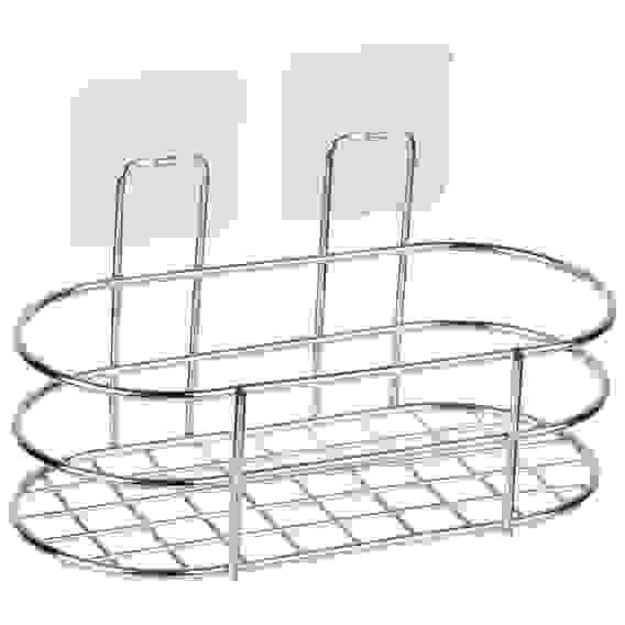 Корзинка подвесная овальная BASIC (крепление: самоклеящаяся основа), хром