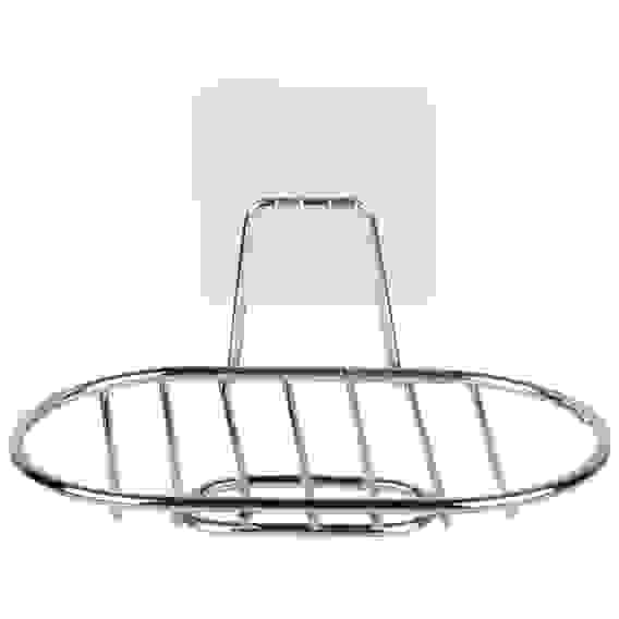 Мыльница подвесная овальная BASIC (крепление: самоклеящаяся основа), хром