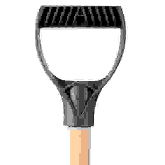 Лопата снеговая КРЕПЫШ №2, 465х340мм, черный пластик, клеп планка, дерев черен, д32мм, V-ручка