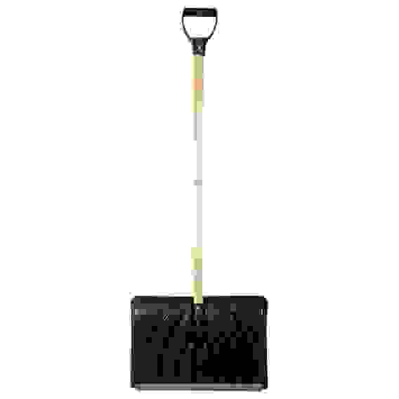 Лопата снеговая КРЕПЫШ №2, 465х340мм, черный пластик, клеп планка, дерев черен, д32мм, V-ручка