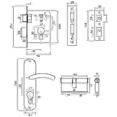 Замок врезной TRODOS 70-L/76 SN (никель)