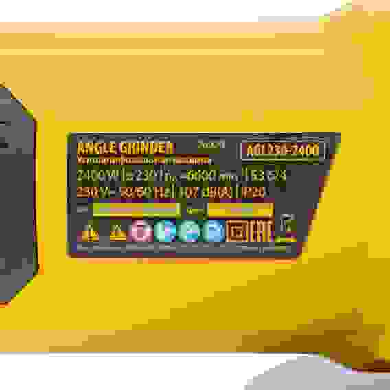 Углошлифмашина Denzel AGL230-2400, 2400 Вт, 230 мм, 6600 об/мин