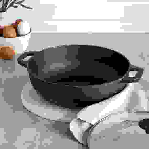 Вок чугун, d30х8,5см, стеклянная крышка, индукция VETTA