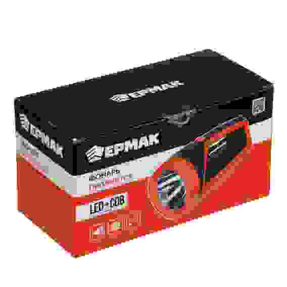 Фонарь прожектор, LED + COB, 6 режимов, 2400мАч, USB кабель, 9х9х20см, пластик тм ЕРМАК