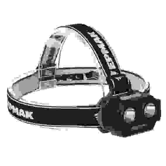 Фонарь налобный, 2 P30 LED +3 SMD, 5 режимов, 1200мАч, 7,2х4,8х4см, USB кабель, пластик тм ЕРМАК