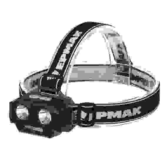 Фонарь налобный, 2 P30 LED +3 SMD, 5 режимов, 1200мАч, 7,2х4,8х4см, USB кабель, пластик тм ЕРМАК