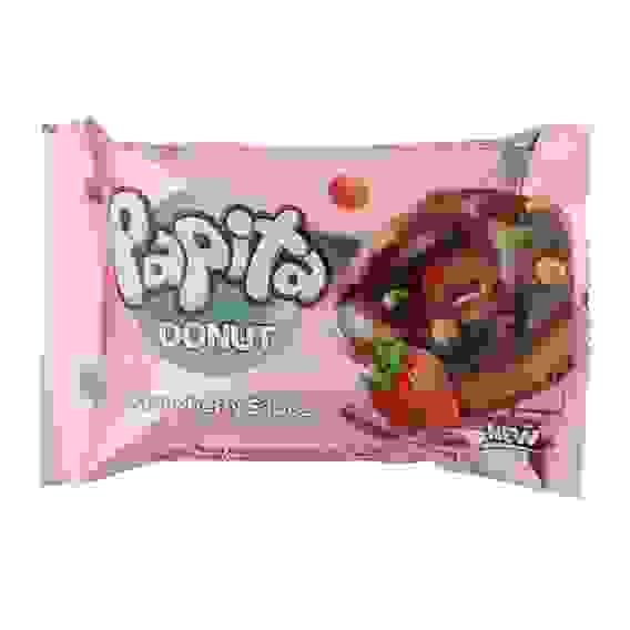 Кекс "PAPITA DONUT" с какао глазурью и цветным драже, начинка шоколад/клубника 40гр