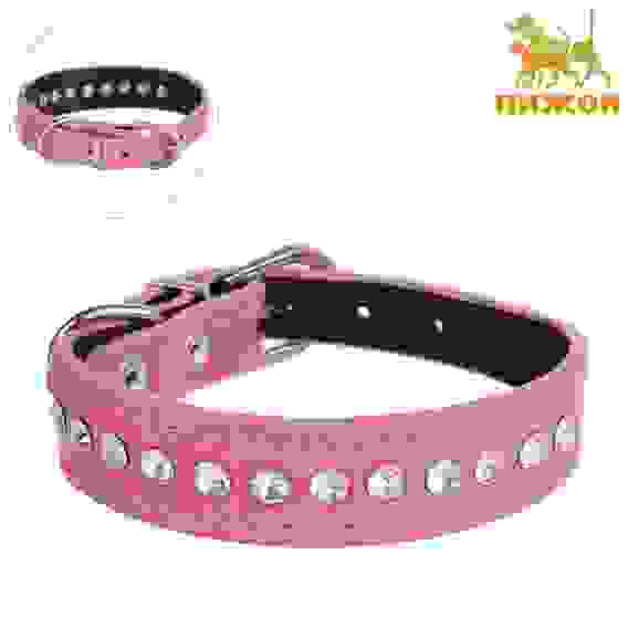 Ошейник «Бархат и стразы», 31×1.3/2 см, ОШ 22-28 см, розовый