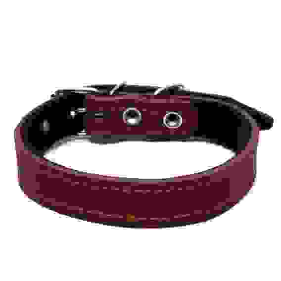 Ошейник, 56×2.5 см, ОШ 35-45 см, на синтепоне, кожа, коричневый