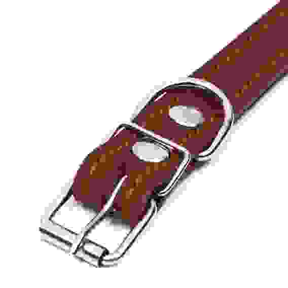 Ошейник, 56×2.5 см, ОШ 35-45 см, на синтепоне, кожа, коричневый