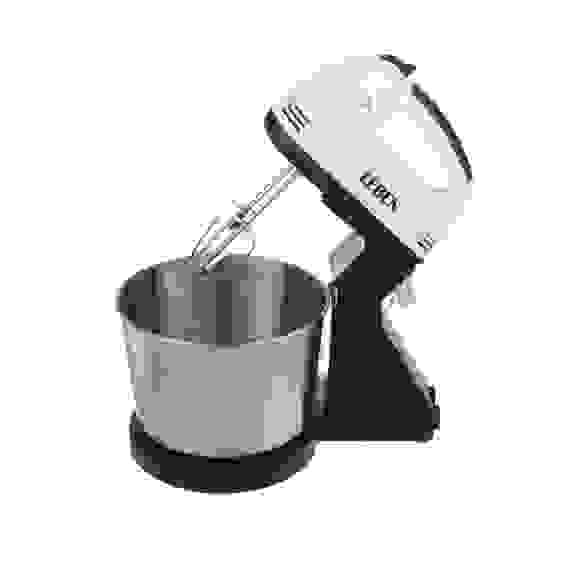 Миксер кухонный 350Вт, 7 скоростей, 4 насадки, металлическая чаша 2л LEBEN