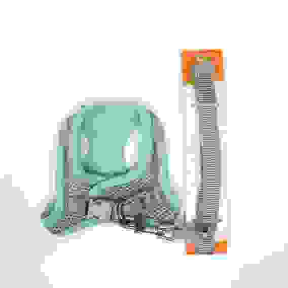 Шлейка с поводком, XS, ОШ 29-32 ОГ 31-34 см, поводок 150×1.5 см, быстросъёмная, мягкая, бирюзовая