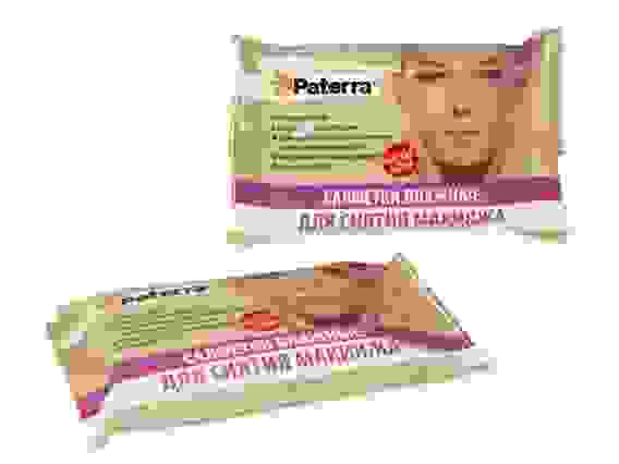 Салфетки влажные ДЛЯ СНЯТИЯ МАКИЯЖА, PATERRA, 20 шт. в упаковке, размер салфетки: 16 х 19 см, обильн