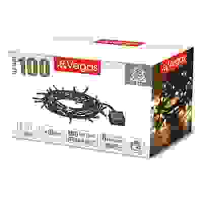 Электрогирлянда \"Нить\" 100 теплых LED ламп, 8 режимов, зеленый провод, 10 м