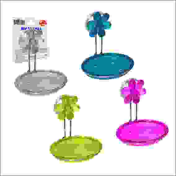 Мыльница (с цветком, на присоске) 4 цв TL34-127