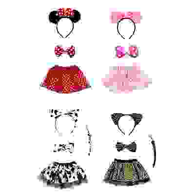 Костюм карнавальный 3 пр., юбка 2 слоя, 27см, полиэстер, 4 дизайна, 2+, арт.80071 СНОУ БУМ