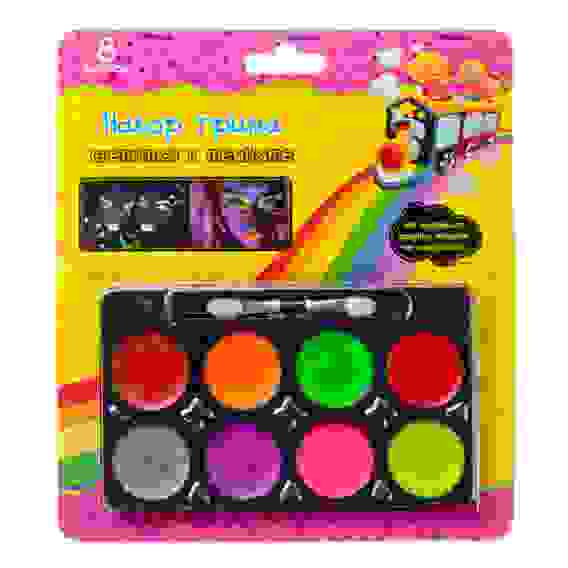 Набор грима, светится в темноте, 8цв., аппликатор в комплекте, 21,5х17,5смсм, масляный грим, пластик