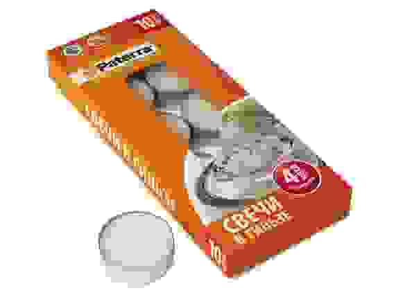 Свеча в гильзе, белая, 10 шт. в картонной упаковке, PATERRA