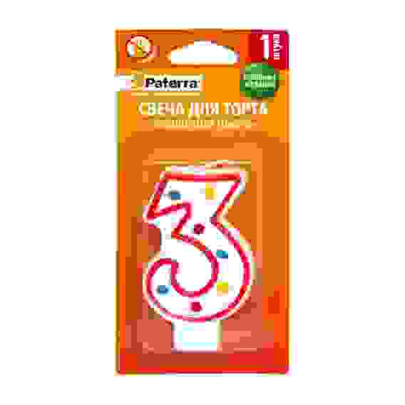Свеча для торта, PATERRA, цифра 3