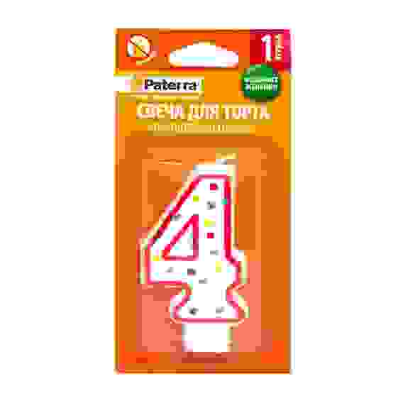 Свеча для торта, PATERRA, цифра 4