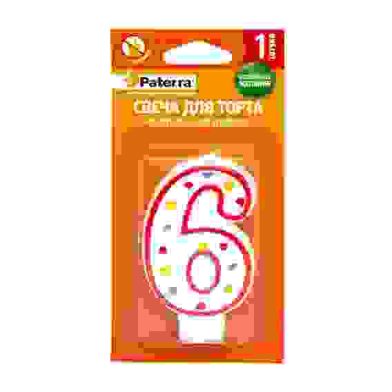 Свеча для торта, PATERRA, цифра 6