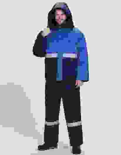 Костюм зимний "Темп" т.синий/василек, полукомбез, тк. Смесовая 210 (р.обуви 42)