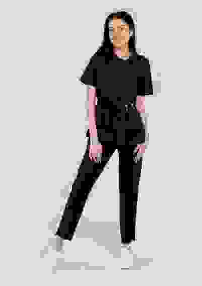 Костюм медицинский Юмелия черный тк. Тиси (58)