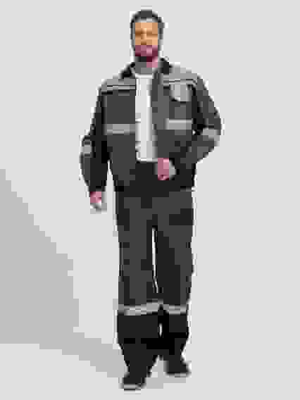 Костюм Виват-1 Премиум СН МВО (ткСмесовая,240) брюки, т.серый/черный/св.серый (48-50/194-200)