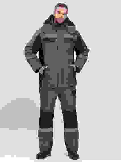 Костюм зимний "Фаворит-Мега" п/к т.серый/черный (тк. Таслан) (68-70/194-200)