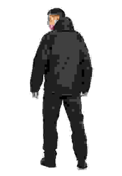 Костюм муж. демисезонный "ВЕПРЬ" куртка/брюки, тк. Полофлис черный (р.обуви 44)