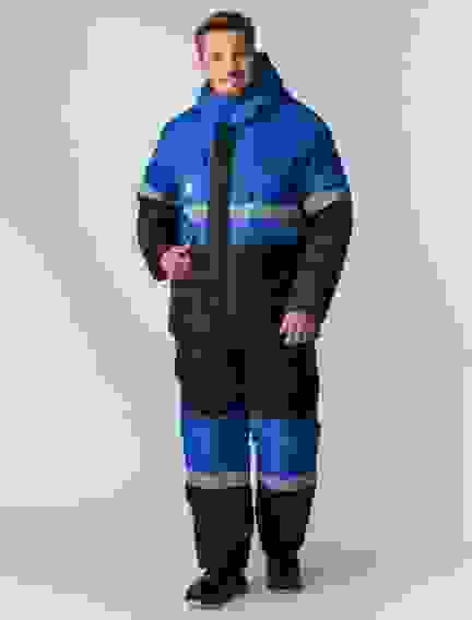 Костюм зимний "Профи" п/к васильковый/черный, тк. Оксфорд (XXXXL)