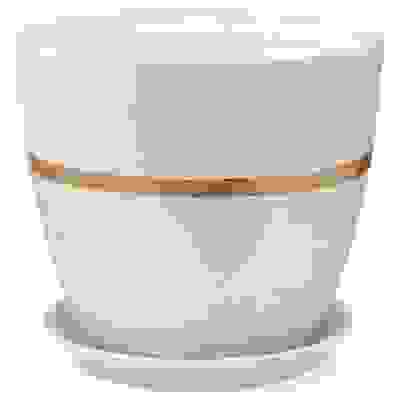 Горшок для цветов поталь бутон Эстет золото/бел 15см (РС156/2)