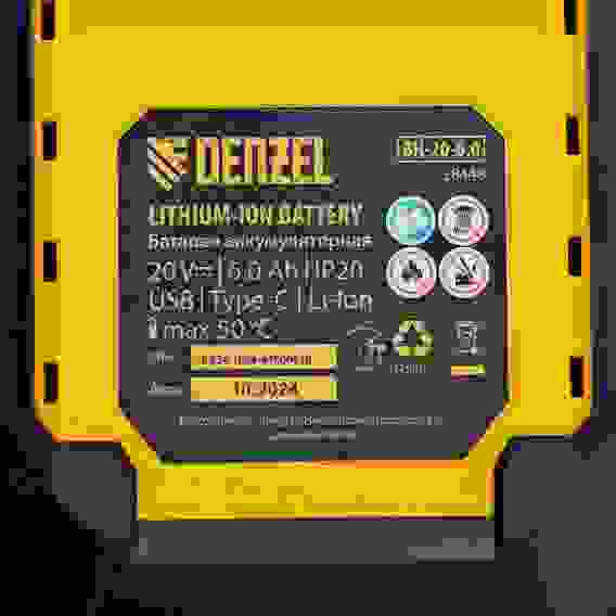 Батарея аккумуляторная BH-20-6.0, Li-Ion, USB, 20 В, 6,0 Ач// Denzel